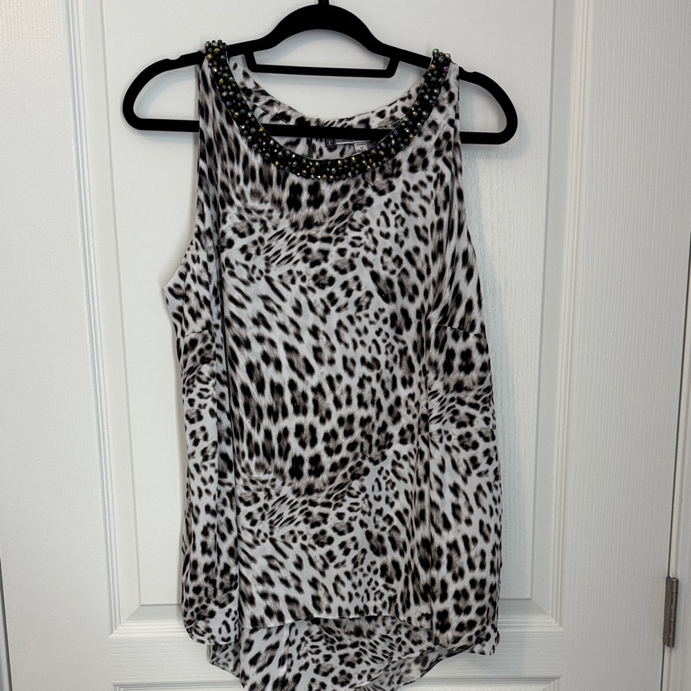 Jennifer Lopez Black and White Animal Print Tank Top
